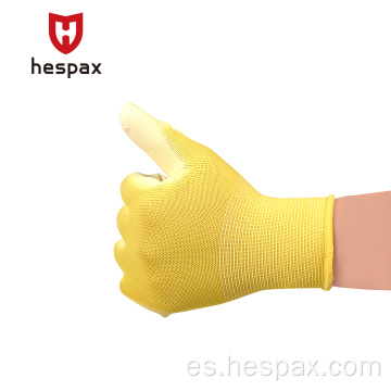Guantes de trabajo de ensamblaje Hespax 13G Polyester EN388 PU